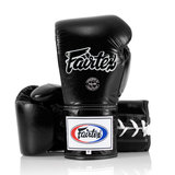 Fairtex BGL6 Black Leather Lace Up Muay Thai Gloves Fairtex BGL6 Black Leather Lace Up Muay Thai Gloves