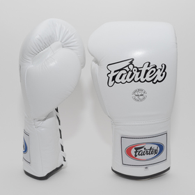 Fairtex Lace-up Boxing Gloves / White / 14oz only