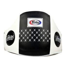 Fairtex BPV1 White-Black Leather Muay Thai Belly Pad