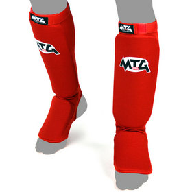 MTG Pro Red Elasticated Muay Thai Shin Guards