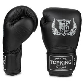 Topking Black Super Leather Muay Thai Gloves