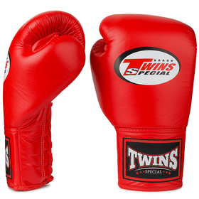 Twins BGLL1 Red Lace-up Muay Thai Boxing Gloves