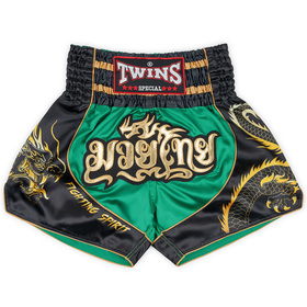Twins TBS-DR3 Green & Black Dragon Muay Thai Shorts
