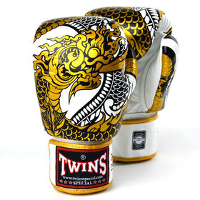 Twins White & Gold Nagas Muay Thai Gloves