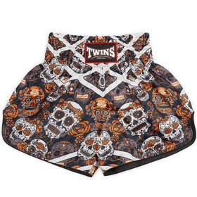 Twins Orange Calavera Muay Thai Shorts