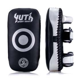 Yuth Black-Silver Muay Thai Kick Pads