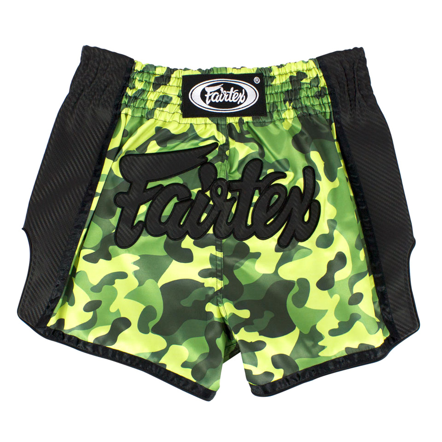 BS1710 FAIRTEX-Green Camo Slim Cut Muay Thai Boxing Shorts Pants 
