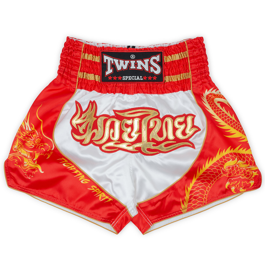 Twins Special White-Red Plain Retro Muay Thai Boxing Shorts TWS-927 