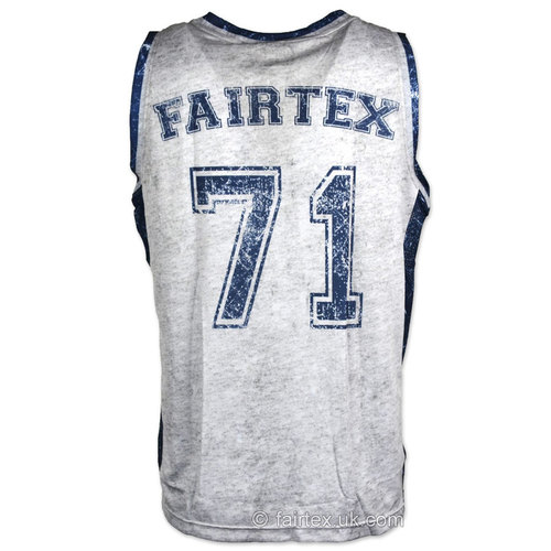 Muay Thai Boxing JS9 Fairtex Basketball Jersey Grey-Blue Vest