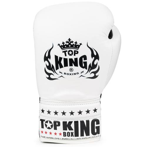 Top King Boxing Gloves / Super Comp Lace Up / White Black