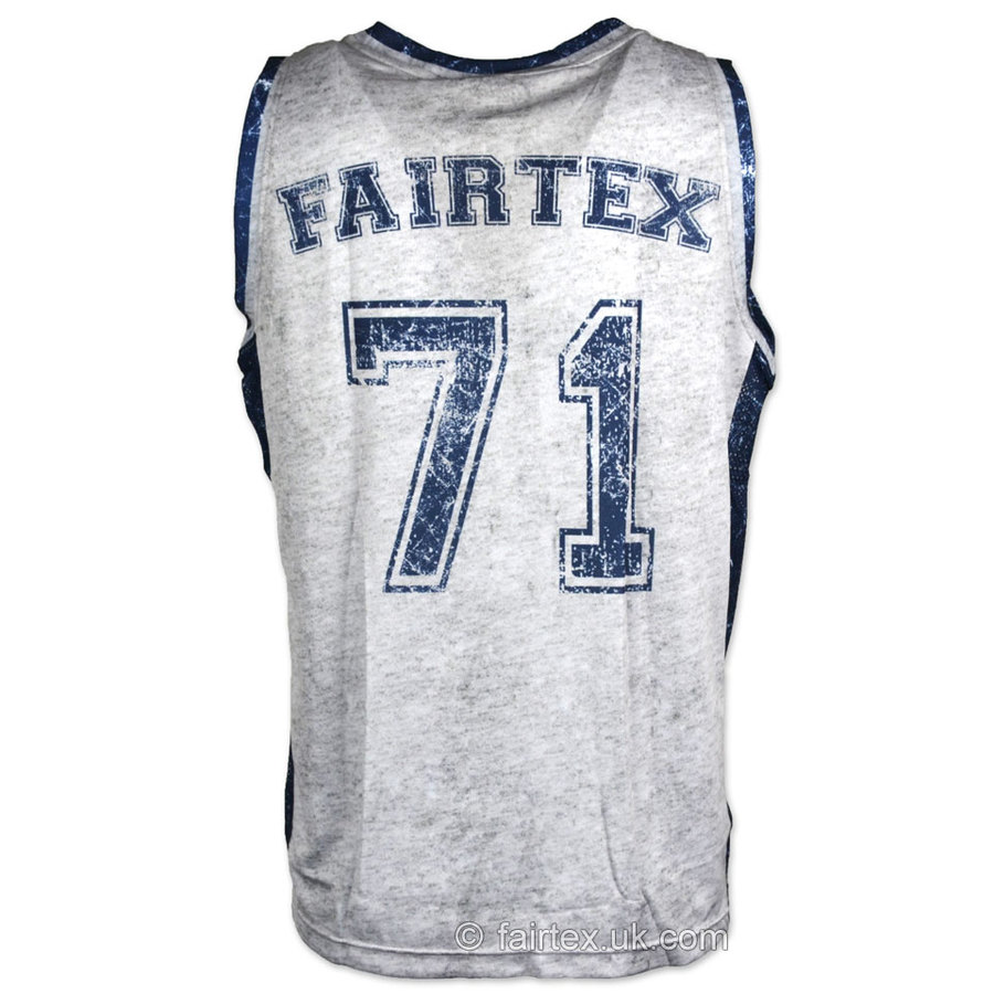 Muay Thai Boxing JS9 Fairtex Basketball Jersey Grey-Blue Vest