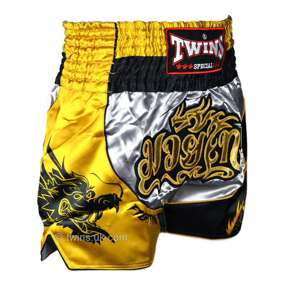 Twins Muay Thai Shorts / Dragon / Silver Gold