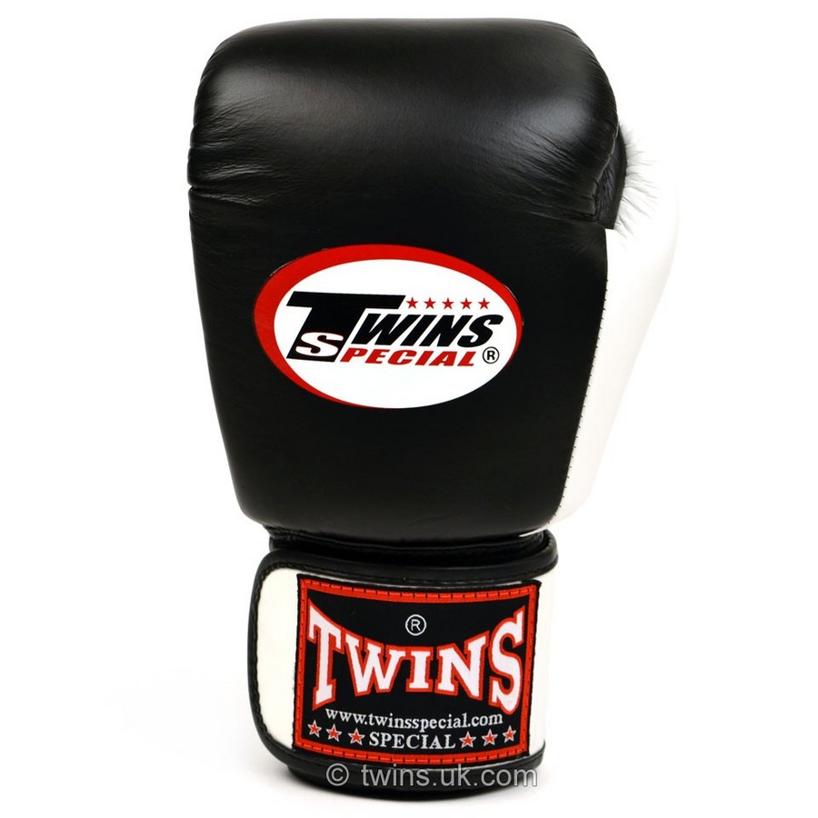Twins Two Tone Black & White Velcro Boxing Gloves