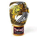 Twins White & Gold Nagas Muay Thai Gloves Twins White & Gold Nagas Muay Thai Gloves