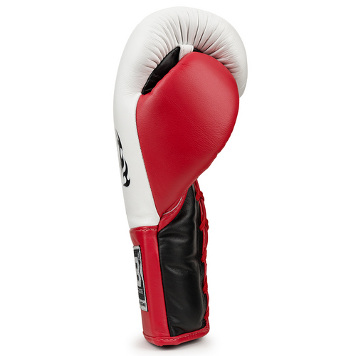 Top King Boxing Gloves / Pro Lace Up / Black White Red