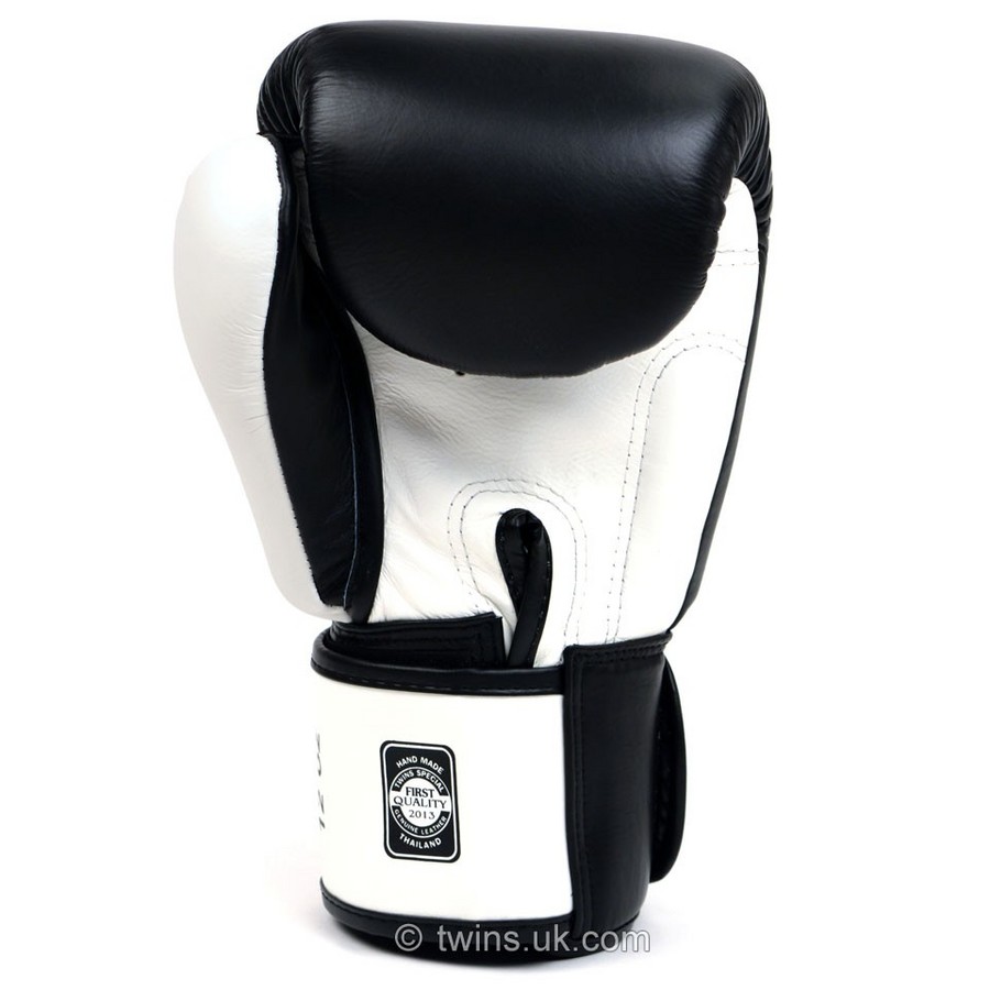 Twins Two Tone Black & White Velcro Boxing Gloves