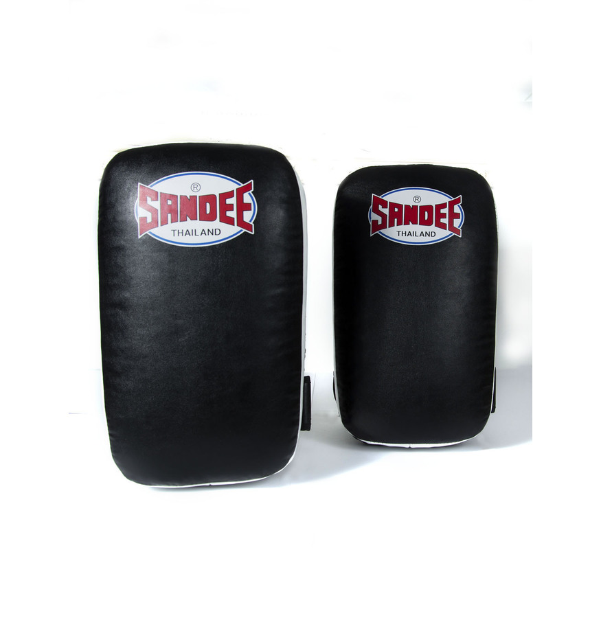 Sandee Thai Kick Pads Boxing Small Extra Thick Synthetic Flat Black White