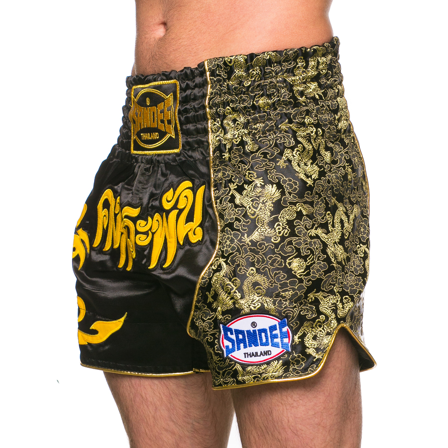 Sandee Unbreakable Black//Yellow Muay Thai Boxing Shorts