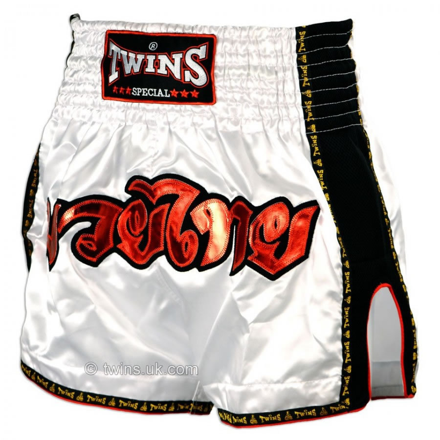 TWS-912 Twins Special White Retro Muay Thai Boxing Shorts