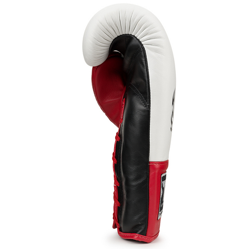 Top King Boxing Gloves / Pro Lace Up / Black White Red