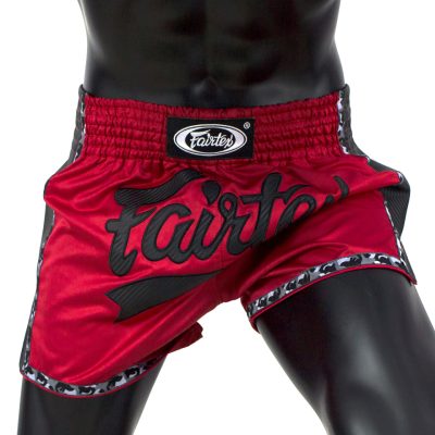 fairtex muay thai shorts slimcut red black bs1703