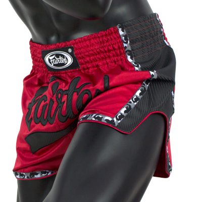 fairtex muay thai shorts slimcut red black bs1703